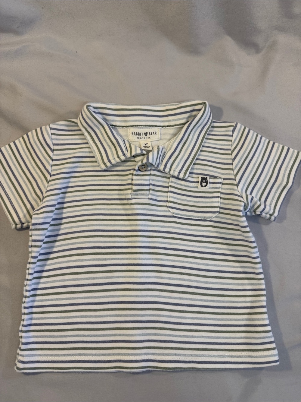 Rabbit & Bear Organic Cream and Navy Stripe Polo for Kids
